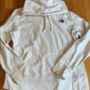 White North Face Hoodie with Blue Logo